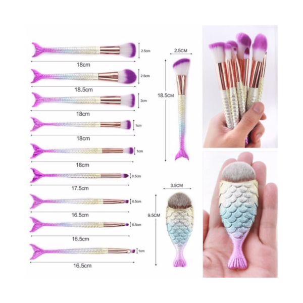 11pcs Mermaid Makeup Brush Set